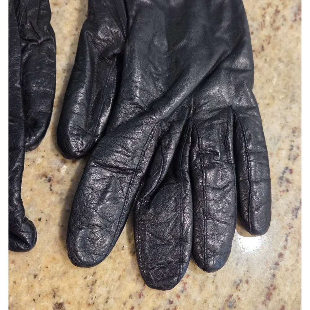 Vintage Womens Size M/L Black Knit Lined Shirt Gloves Viola Weinberger